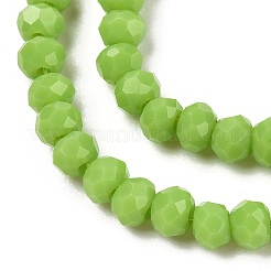 オペークソリッドカラーガラスビーズ連売り  多面カット  ロンデル  黄緑  8x6mm  穴：1mm  約60~62個/連  39~40cm&nbsp;LS-EGLA-A034-P8mm-D30