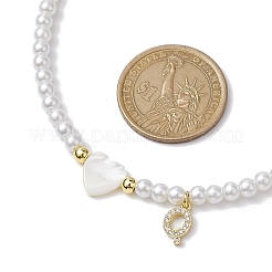 Ожерелья с подвесками из латуни микро-паве класса AAA с кубическим цирконием и буквами&nbsp;NJEW-JN04771-17