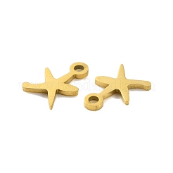 イオンプレーティング（IP）304ステンレススチールチャーム  レーザー切断  ヒトデチャーム  18KGP本金メッキ  10x7x1mm  穴：1.4mm&nbsp;STAS-D051-47G