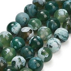 Brins de perles d'agate craquelée au feu naturel (teintes et chauffées)&nbsp;G-K425-A08-12mm