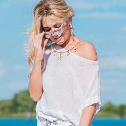 3 шт. 3 стиля океанская тема сплав ракушка солнце морская звезда подвеска ожерелье комплект&nbsp;NJEW-UN0001-57