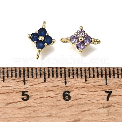 Ciondoli con connettori a forma di fiore in ottone con zirconi cubici&nbsp;KK-K427-04G