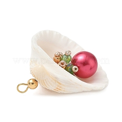 Подвески из натуральной ракушки и круглого стекла&nbsp;PALLOY-MZ00912-07