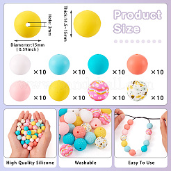 80шт 8 цвета силиконовые бусины&nbsp;SIL-TA0002-37