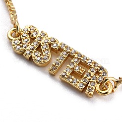 Регулируемые браслеты-слайдеры с прозрачным кубическим цирконием из латуни с микропаве BJEW-L652-14G