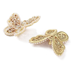 Покрытие стойки латунь микро паве прозрачный кубический цирконий с пластиковыми подвесками с имитацией жемчуга&nbsp;KK-G482-03G