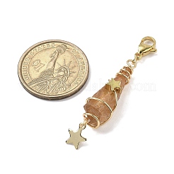 Подвесные украшения из гальванизированного натурального кварцевого кристалла в виде проволоки&nbsp;HJEW-JM03127-10