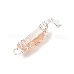 3 pieza de 3 estilos de colgantes envueltos en alambre de cobre puntiagudo de cristal de cuarzo natural galvanizado&nbsp;PALLOY-JF03767-07