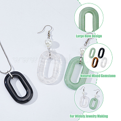 4 Stück 4 Stile natürlicher grüner Aventurin & Tigerauge & Quarzkristall & Obsidian Verbindungsringe&nbsp;G-HS0001-20