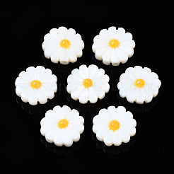 天然淡水シェルビーズ  エナメル  花  ゴールド  12~13x3~4mm  穴：0.9mm&nbsp;SHEL-N026-143A-149D