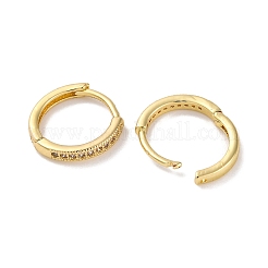Ионное покрытие (IP) латунные микропаве прозрачные кубические цирконии серьги-кольца для женщин EJEW-U031-02G