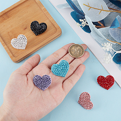 6 шт. 6 цвета сердце из полимерной глины стразы стетоскоп подвеска украшения HJEW-OC00054