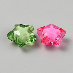 透明なアクリルビーズ  二層ビーズ  スター  ミックスカラー  19x20x11.5mm  穴：3mm  約260個/500g&nbsp;TACR-WH0013-20B