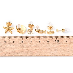 6 шт. серьги-гвоздики Ocean Series из нержавеющей стали 304&nbsp;EJEW-K268-91G