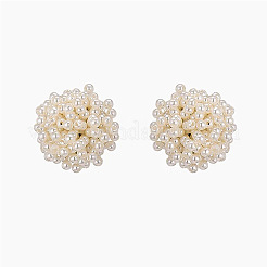 Серьги-гвоздики из искусственного жемчуга с цветочным сплавом FS-WGFEC53-01