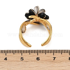 Регулируемые манжетные кольца из нержавеющей стали 304 со стеклянным кристаллом&nbsp;RJEW-V010-05G