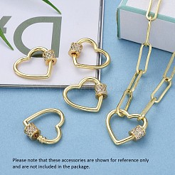 Laiton micro pave clair zircone cubique vis mousqueton charmes de verrouillage&nbsp;ZIRC-E164-07G