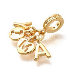 Латунные прозрачные кубические цирконии буква ya европейские подвески&nbsp;KK-U048-23G