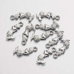 合金ペンダント  カドミウムフリー＆ニッケルフリー＆鉛フリー  人魚  プラチナカラー  20x7x2mm  穴：2mm&nbsp;PALLOY-ZN49775-N-FF