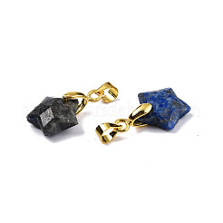 天然なラピスラズリチャーム  ゴールデンメッキ真鍮パーツ  多面カットスター  星：12x12.5x5.5mm  穴：3.5x4mm&nbsp;X-G-N326-142-02