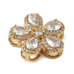Звенья из латуни с одним лепестком и кубическим цирконием в виде многорядного цветка&nbsp;KK-I276-30G