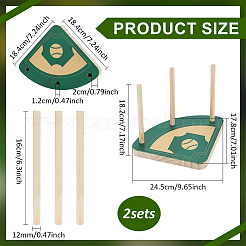 Baseball-Thema Holz Ring Organizer Displayständer mit 3 Sticks unterstützt&nbsp;RDIS-WH0030-01B