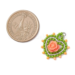 Сердце из стеклянных бусин с подвесками в виде роз&nbsp;PALLOY-MZ01030-03