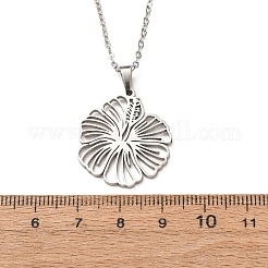Collane con ciondolo a forma di fiore in acciaio inossidabile 304 e catena a maglie per uomo e donna&nbsp;NJEW-K308-05A-P