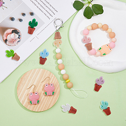 10 набор 10-х цветных бусин-фокусов из пищевого экологически чистого силикона в виде кактусов и горшечных растений SIL-DC0001-22