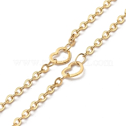 304ステンレススチールハートリンクアズキチェーンネックレス  眼鏡チェーン  ゴールドカラー  27.56インチ（70cm）&nbsp;AJEW-EH00378-02