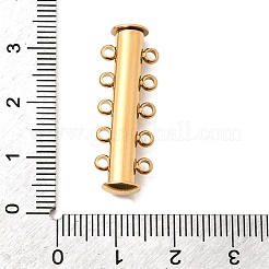 304ステンレススチール製スライドロック留め具  チューブ  イオンプレーティング（ip）  1連  5穴  10KGP本金メッキ  18mm  穴：30.5x10x7mm&nbsp;STAS-F350-05D-G