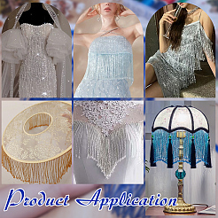 1 ярд стеклянной бисерной ленты с кисточками&nbsp;OCOR-NB0002-18