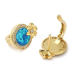 Серьги-кольца из латуни с синтетическим опалом для женщин&nbsp;EJEW-P277-03C-G