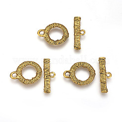 Сплавочные застежка тоггл тибетского стиля&nbsp;PALLOY-E500-01AG