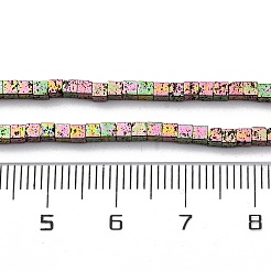 電気メッキされた天然溶岩岩ビーズ連売り  キューブ  虹メッキ  2x2x2mm  穴：1mm  約179個/連  16.14''（41センチメートル）&nbsp;G-A256-B01-01I
