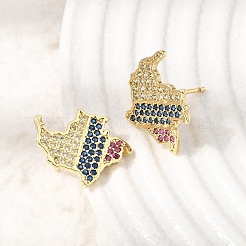 Boucles d'oreilles en laiton avec micro pavé de zircons cubiques pour femmes&nbsp;KK-CBAED06-01G