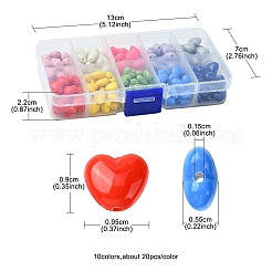 200шт 10 цвета непрозрачные акриловые бусины OACR-FS0001-44