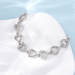 Латунные браслеты с микропаве из прозрачных кубических цирконий для женщин BJEW-D342-03P