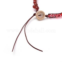 Браслеты из бисера из граненого стекла и натурального сердолика (окрашенные и нагретые) BJEW-JB05035-02