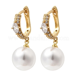 Серьги-кольца из латуни с микропаве из кубического циркония&nbsp;EJEW-H180-09G