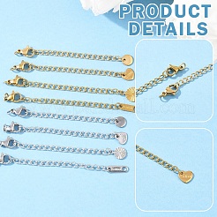 8 Stück 4 Stile Panzerkettenverlängerung aus 304 Edelstahl&nbsp;STAS-YW0003-35G