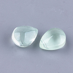 透明スプレー塗装ガラスチャーム  ティアドロップ  薄緑  12x9x7mm  穴：1mm&nbsp;GLAA-S183-14D