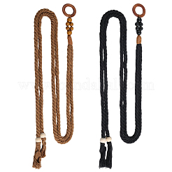 2 pz 2 colori fatti a mano in cotone intrecciato con nodo alla vita cintura a catena per donne vestito da donna&nbsp;AJEW-CP0010-56C