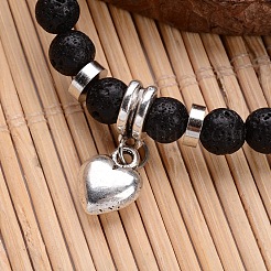 Браслеты с подвесками из натурального вулканического камня BJEW-JB02095-02