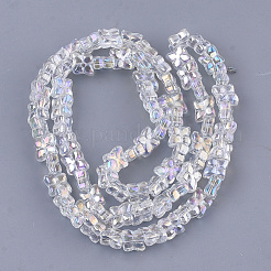 電気メッキガラスビーズセット  花  クリアAB  9x9x5mm  穴：0.9mm  約80個/連  25.1インチ&nbsp;EGLA-T017-04A