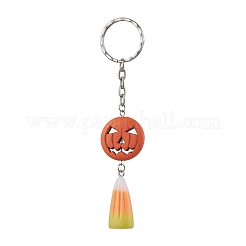 合金と樹脂のキーホルダー  ハロウィンカボチャ  オレンジ  11.5~11.7cm&nbsp;KEYC-JKC00866