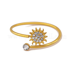 Anillos abiertos tipo brazalete de acero inoxidable 304 con micro pavé de circonitas cúbicas transparentes para mujer.&nbsp;WG6D6AE-01