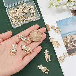 20 個ラックメッキ合金ペンダント  ガラスと  カドミウムフリー＆鉛フリー  クマ  ライトゴールド  29.5x13.5x4.5mm  穴：2mm&nbsp;FIND-CA0004-41