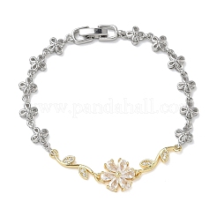 Messing-Gliederkettenarmbänder mit Mikropflaster und Zirkonia für Damen&nbsp;BJEW-C156-04A-01GP