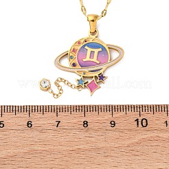 Ожерелья с подвеской в виде планеты и созвездия из нержавеющей стали 304 с перламутровой эмалью&nbsp;NJEW-D310-01I-G